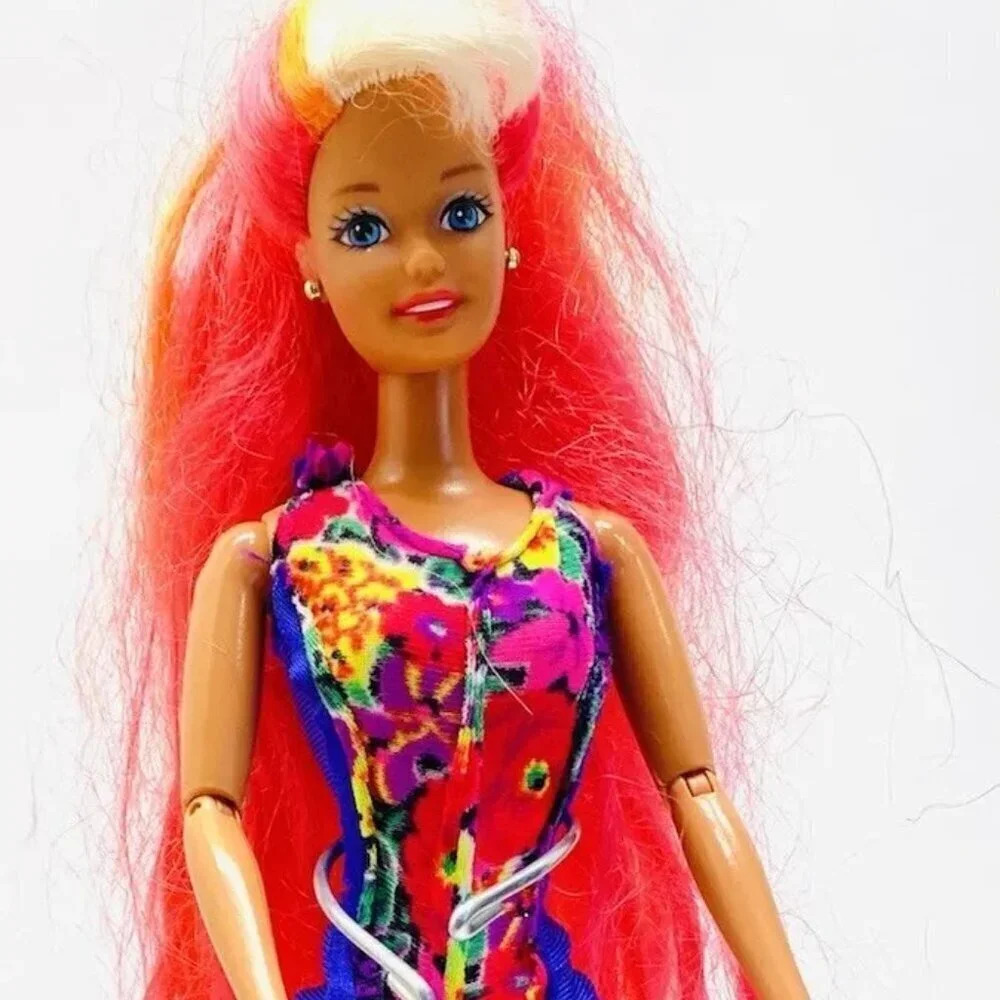 MATTEL BARBIE Doll Pink Orange Articulated Elbows Knees Bodysuit Outfit 12"Tall - Picture 1 of 11